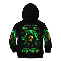 Flame Skull Kid Hoodie Of Course I'm Going To Hell I'm Just Here To Pick You Up - Wonder Print Shop