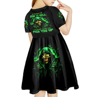 Flame Skull Kid Short Sleeve Dress Of Course I'm Going To Hell I'm Just Here To Pick You Up - Wonder Print Shop