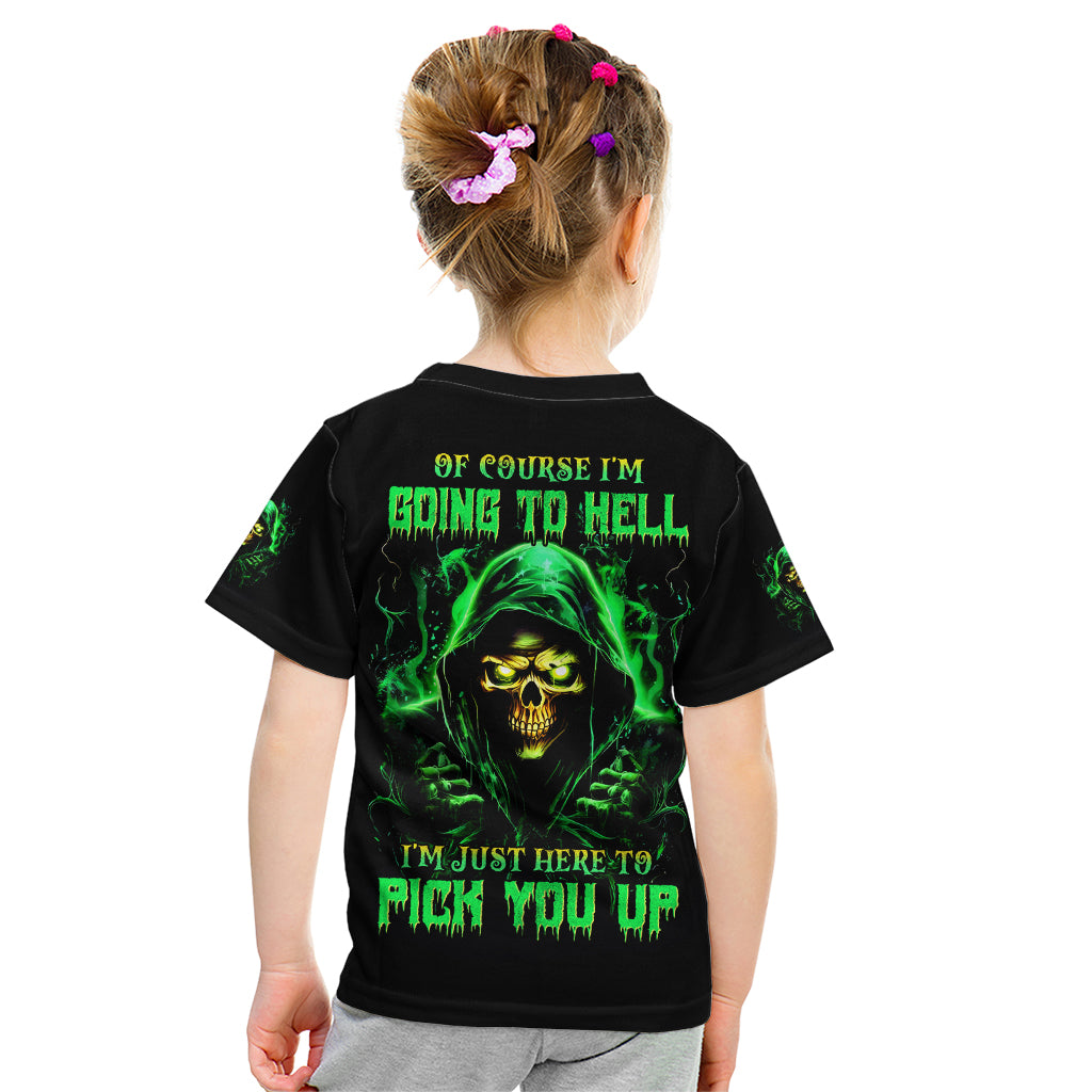 Flame Skull Kid T Shirt Of Course I'm Going To Hell I'm Just Here To Pick You Up - Wonder Print Shop