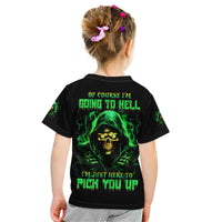 Flame Skull Kid T Shirt Of Course I'm Going To Hell I'm Just Here To Pick You Up - Wonder Print Shop