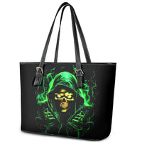 Flame Skull Leather Tote Bag Of Course I'm Going To Hell I'm Just Here To Pick You Up - Wonder Print Shop