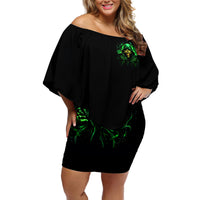Flame Skull Off Shoulder Short Dress Of Course I'm Going To Hell I'm Just Here To Pick You Up - Wonder Print Shop