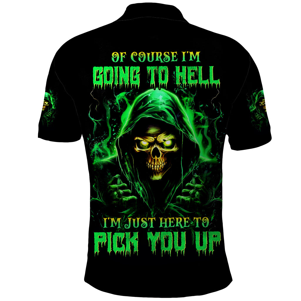 Flame Skull Polo Shirt Of Course I'm Going To Hell I'm Just Here To Pick You Up - Wonder Print Shop