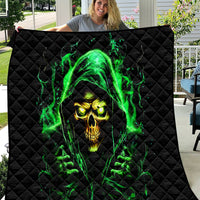 Flame Skull Quilt Of Course I'm Going To Hell I'm Just Here To Pick You Up - Wonder Print Shop