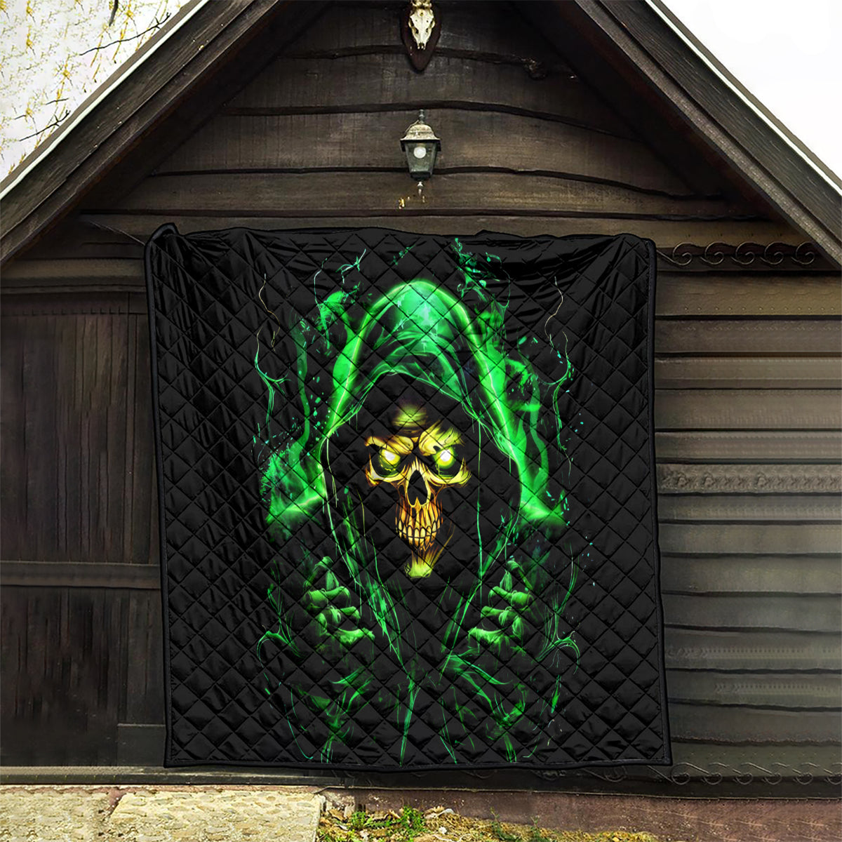 Flame Skull Quilt Of Course I'm Going To Hell I'm Just Here To Pick You Up - Wonder Print Shop