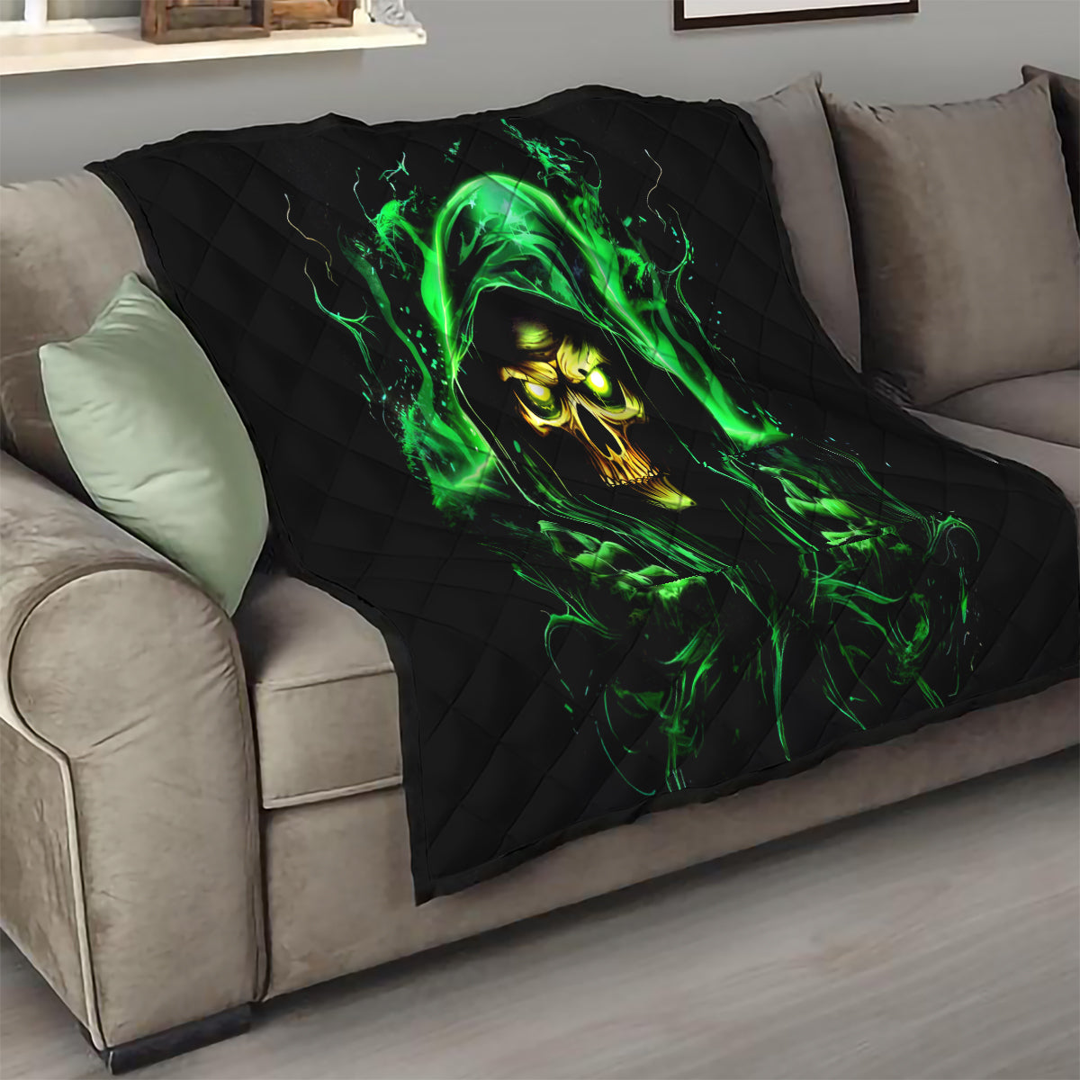 Flame Skull Quilt Of Course I'm Going To Hell I'm Just Here To Pick You Up - Wonder Print Shop