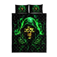 Flame Skull Quilt Bed Set Of Course I'm Going To Hell I'm Just Here To Pick You Up - Wonder Print Shop