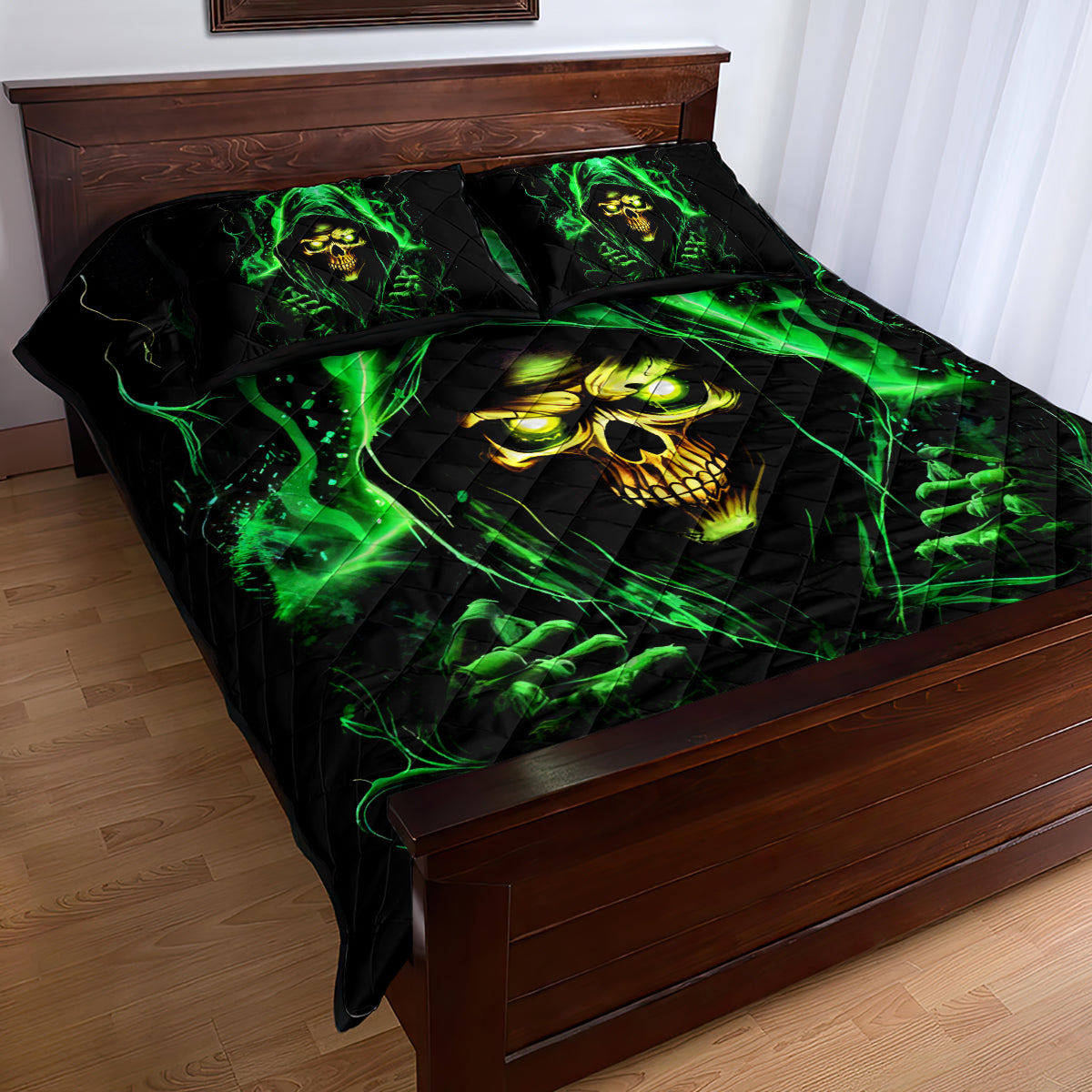 Flame Skull Quilt Bed Set Of Course I'm Going To Hell I'm Just Here To Pick You Up - Wonder Print Shop