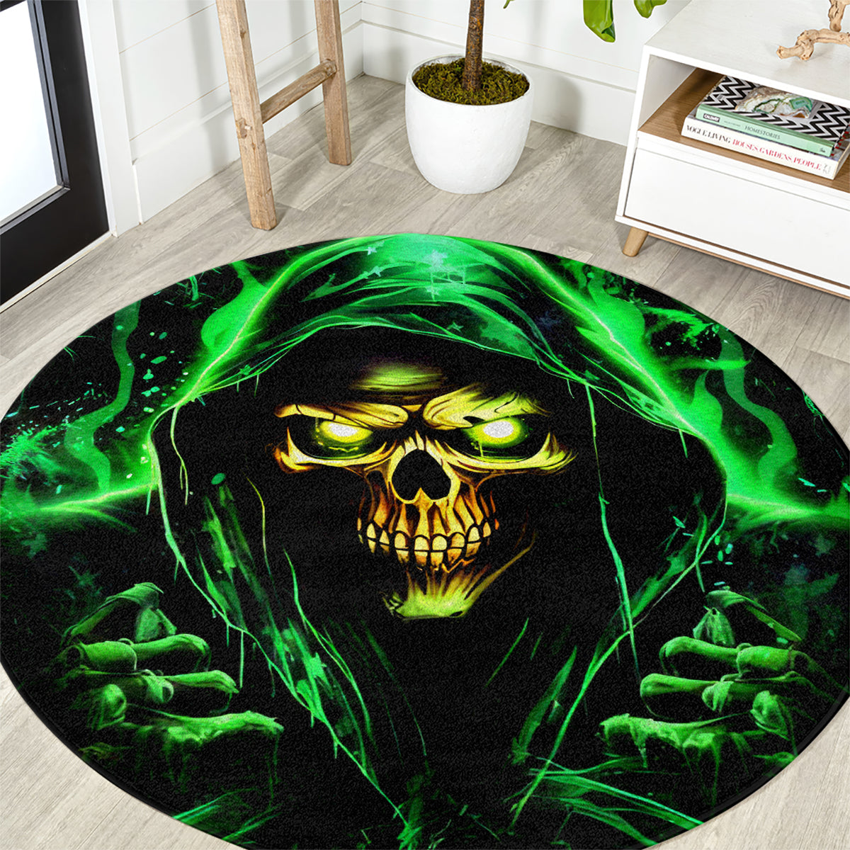 Flame Skull Round Carpet Of Course I'm Going To Hell I'm Just Here To Pick You Up