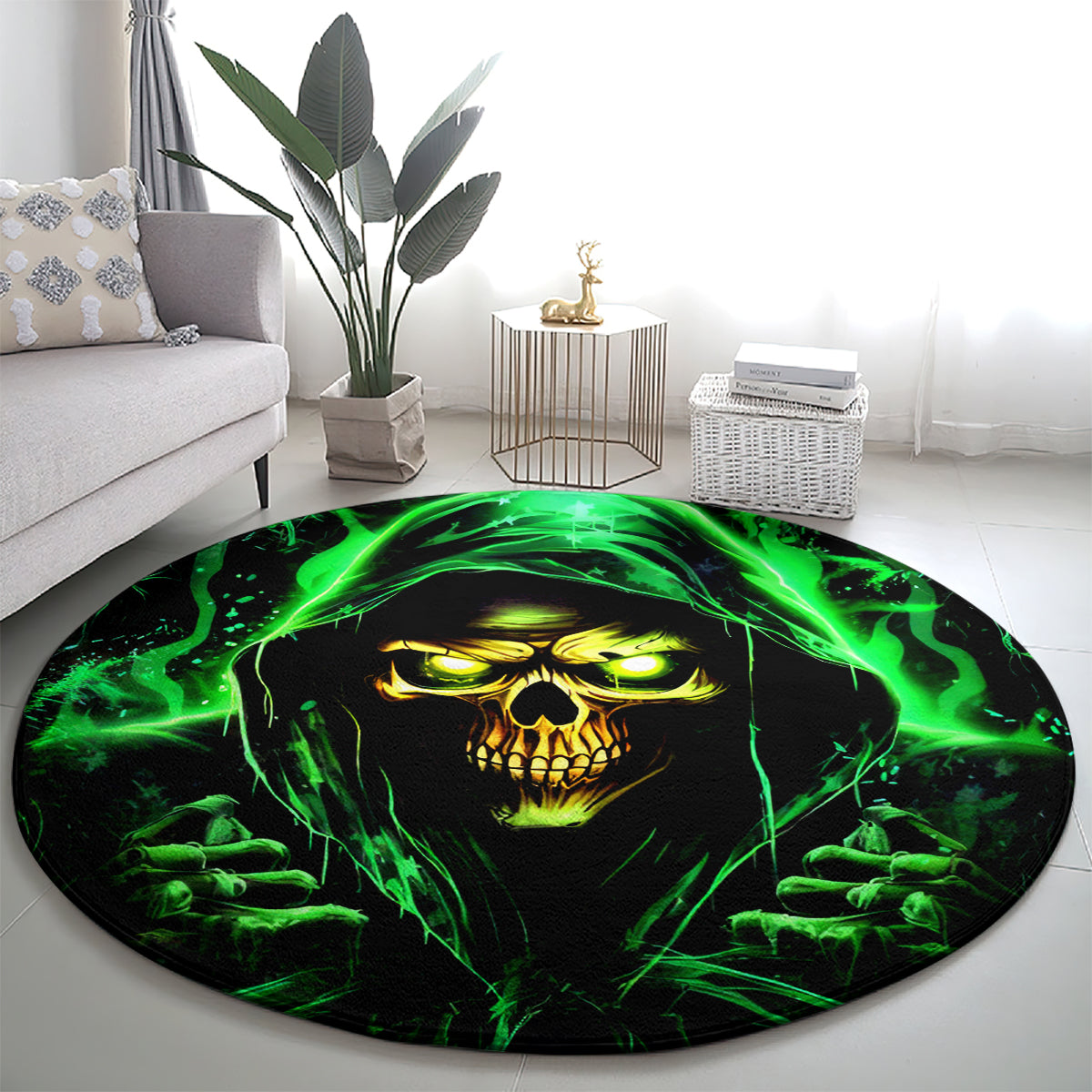 Flame Skull Round Carpet Of Course I'm Going To Hell I'm Just Here To Pick You Up