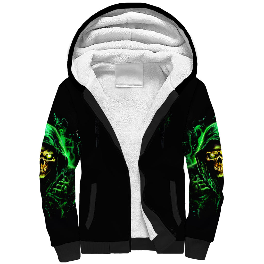Flame Skull Sherpa Hoodie Of Course I'm Going To Hell I'm Just Here To Pick You Up - Wonder Print Shop