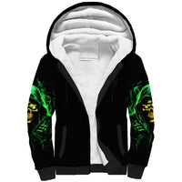 Flame Skull Sherpa Hoodie Of Course I'm Going To Hell I'm Just Here To Pick You Up - Wonder Print Shop