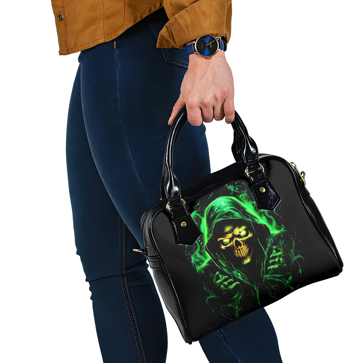 Flame Skull Shoulder Handbag Of Course I'm Going To Hell I'm Just Here To Pick You Up
