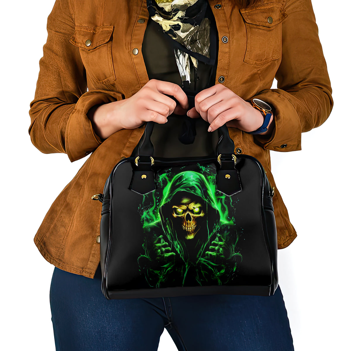 Flame Skull Shoulder Handbag Of Course I'm Going To Hell I'm Just Here To Pick You Up