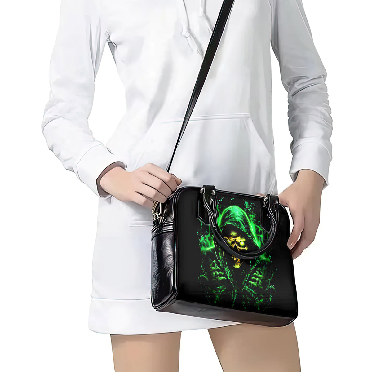 Flame Skull Shoulder Handbag Of Course I'm Going To Hell I'm Just Here To Pick You Up