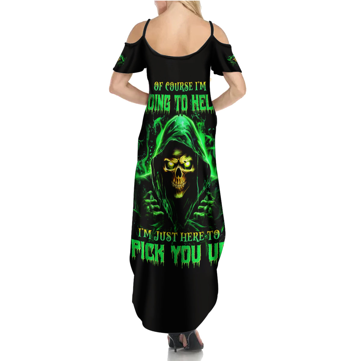 Flame Skull Summer Maxi Dress Of Course I'm Going To Hell I'm Just Here To Pick You Up - Wonder Print Shop