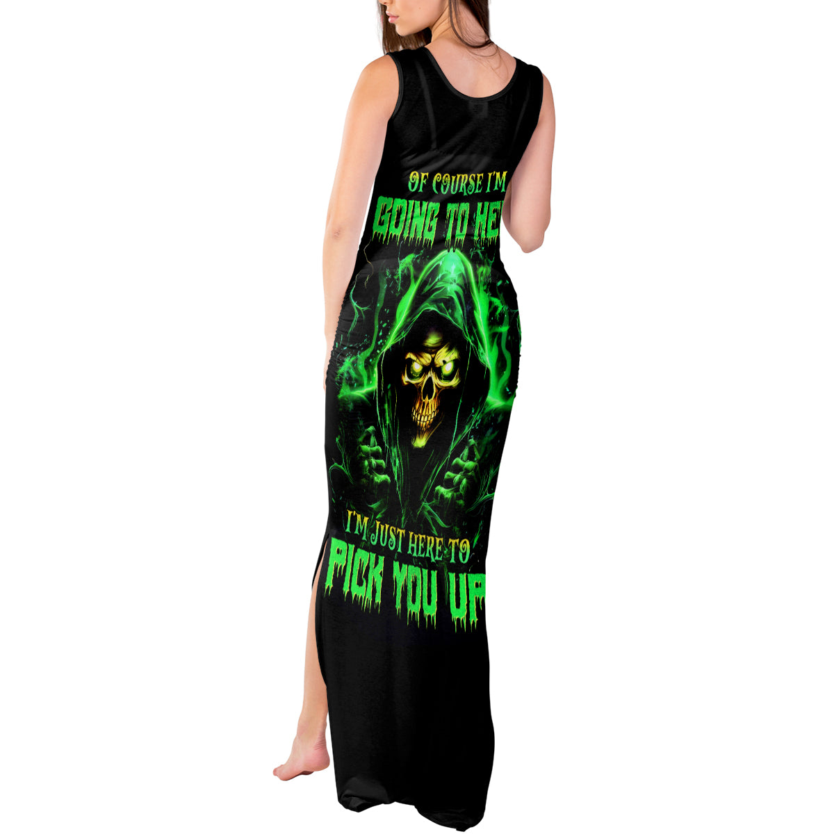 Flame Skull Tank Maxi Dress Of Course I'm Going To Hell I'm Just Here To Pick You Up - Wonder Print Shop