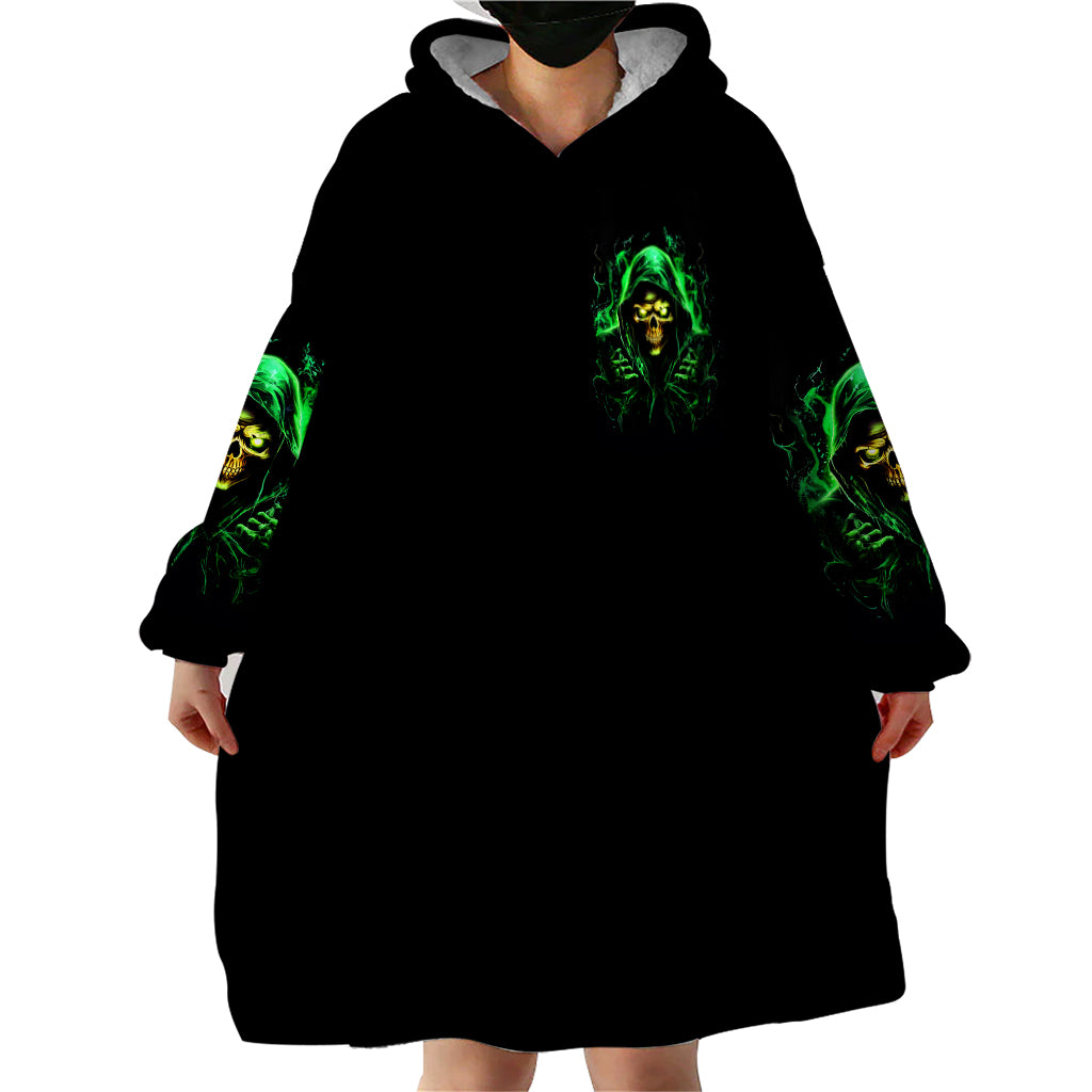 Flame Skull Wearable Blanket Hoodie Of Course I'm Going To Hell I'm Just Here To Pick You Up - Wonder Print Shop