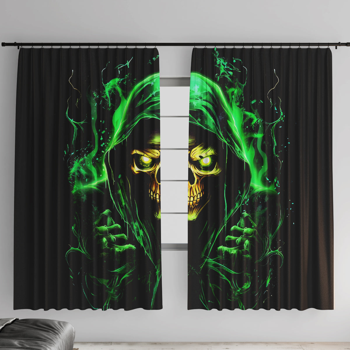 Flame Skull Window Curtain Of Course I'm Going To Hell I'm Just Here To Pick You Up - Wonder Print Shop