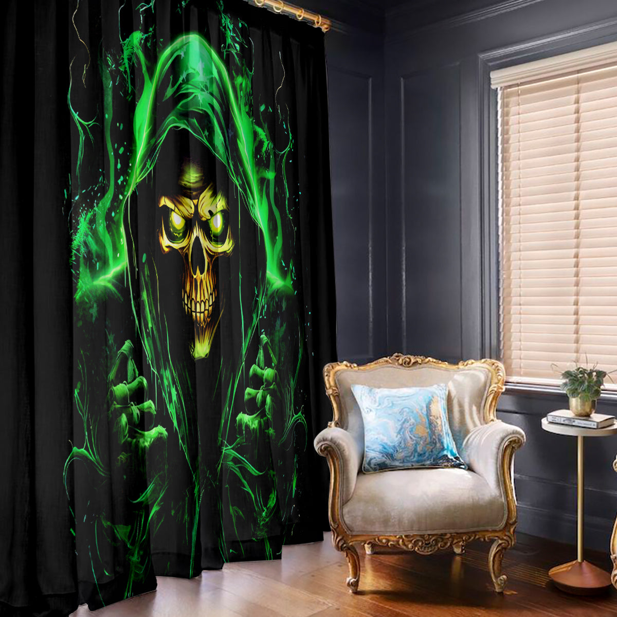 Flame Skull Window Curtain Of Course I'm Going To Hell I'm Just Here To Pick You Up - Wonder Print Shop