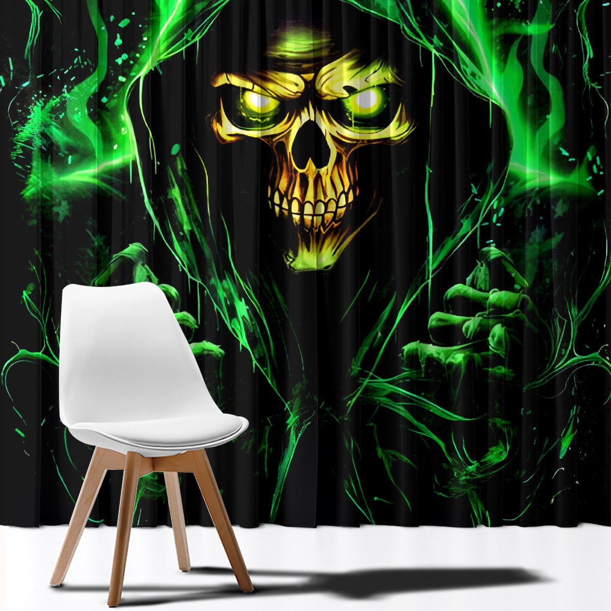 Flame Skull Window Curtain Of Course I'm Going To Hell I'm Just Here To Pick You Up - Wonder Print Shop