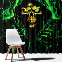 Flame Skull Window Curtain Of Course I'm Going To Hell I'm Just Here To Pick You Up - Wonder Print Shop