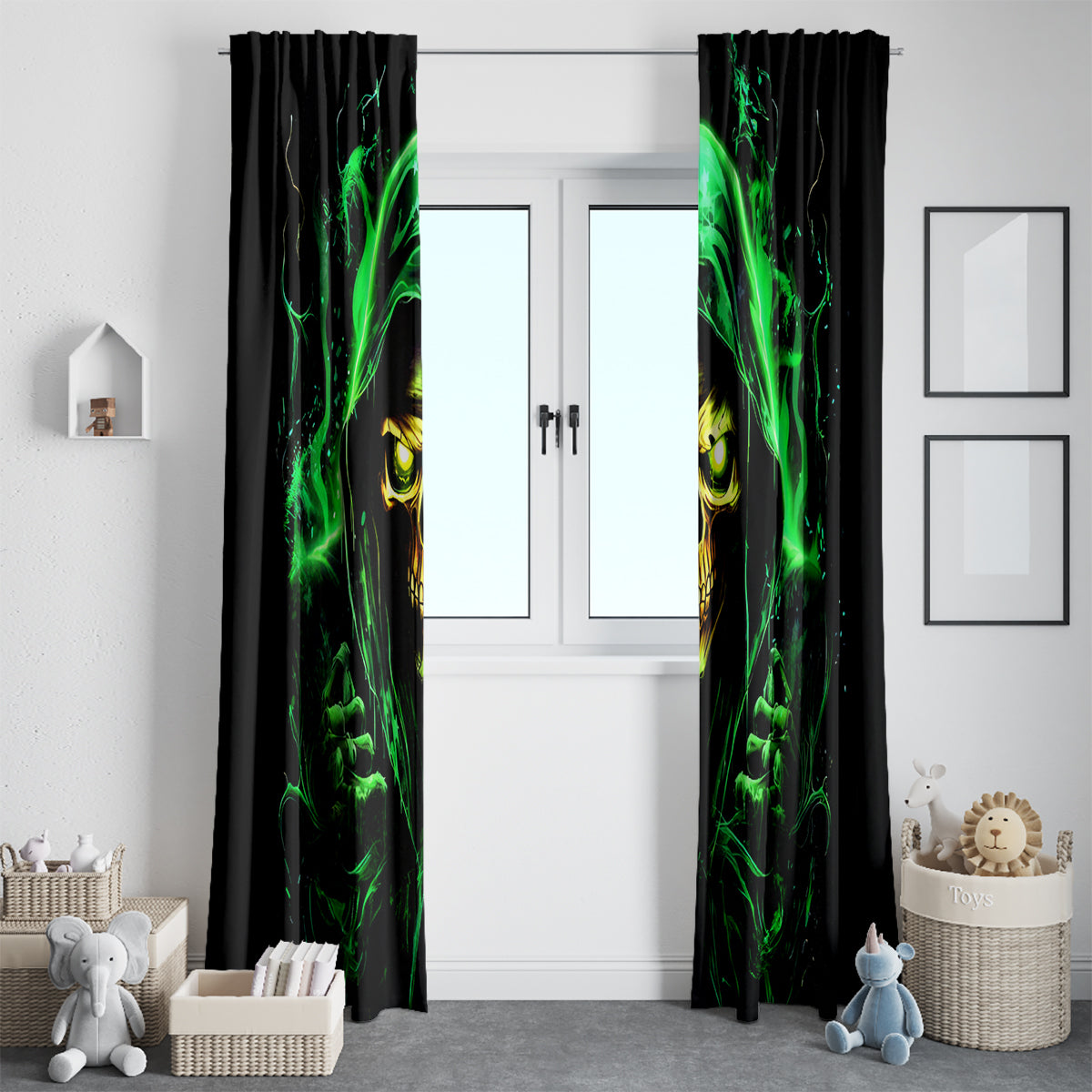 Flame Skull Window Curtain Of Course I'm Going To Hell I'm Just Here To Pick You Up - Wonder Print Shop
