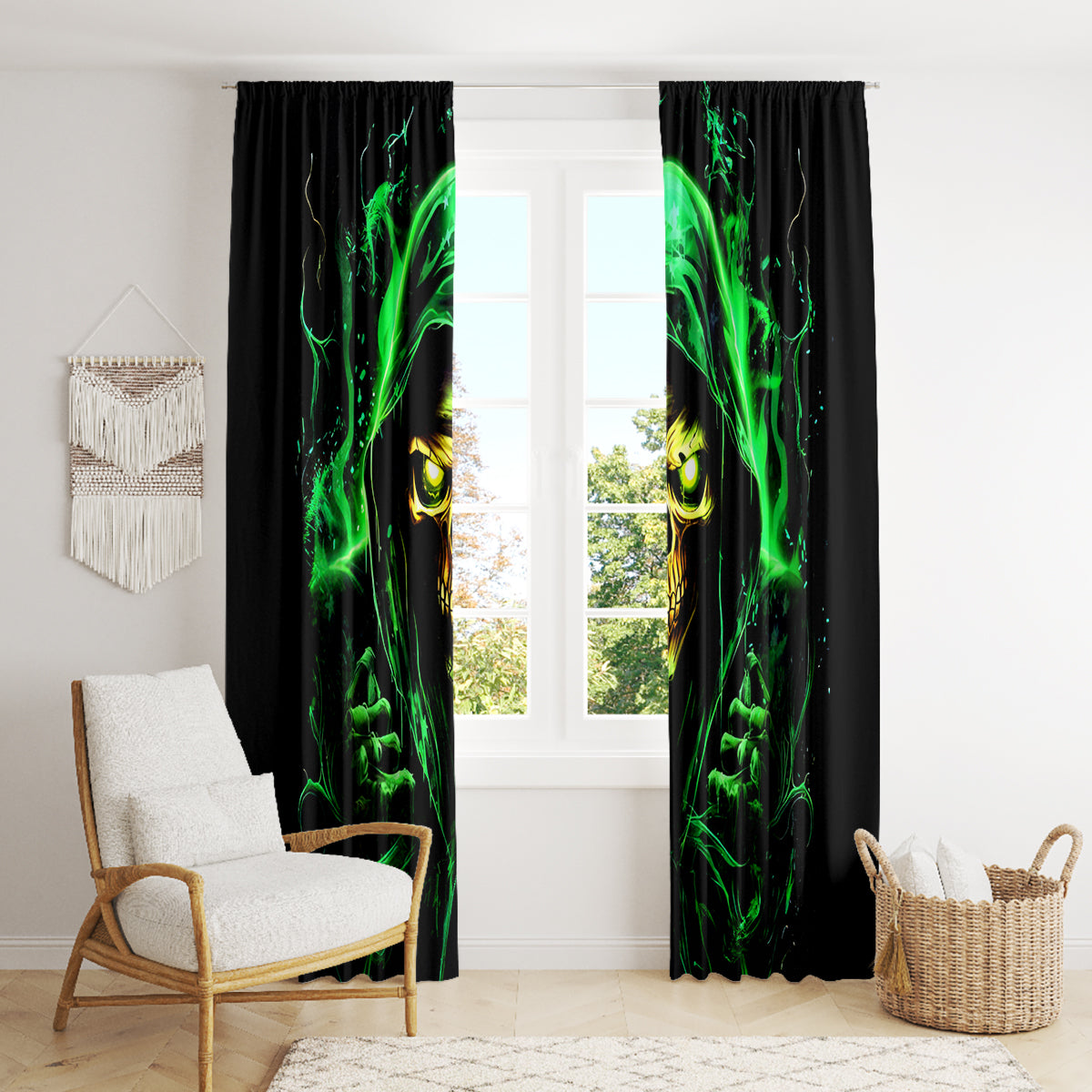 Flame Skull Window Curtain Of Course I'm Going To Hell I'm Just Here To Pick You Up - Wonder Print Shop