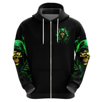Flame Skull Zip Hoodie Of Course I'm Going To Hell I'm Just Here To Pick You Up - Wonder Print Shop
