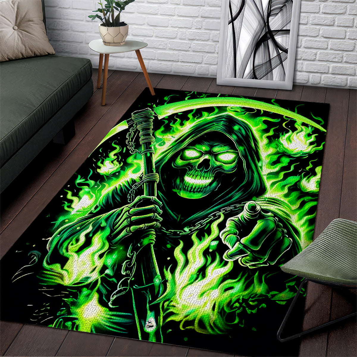 Flame Reaper Skull Area Rug Stop Asking Why I'm An Asshole I Don't Ask Why You So Stupid - Wonder Print Shop
