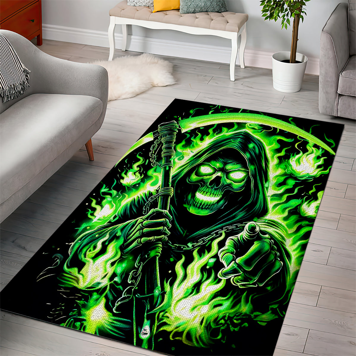 Flame Reaper Skull Area Rug Stop Asking Why I'm An Asshole I Don't Ask Why You So Stupid - Wonder Print Shop