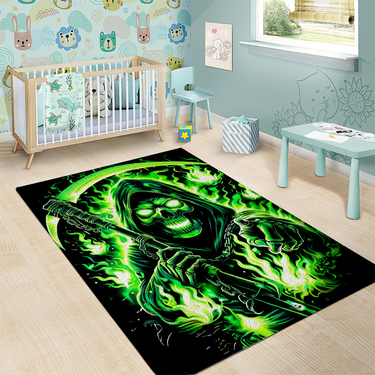 Flame Reaper Skull Area Rug Stop Asking Why I'm An Asshole I Don't Ask Why You So Stupid - Wonder Print Shop