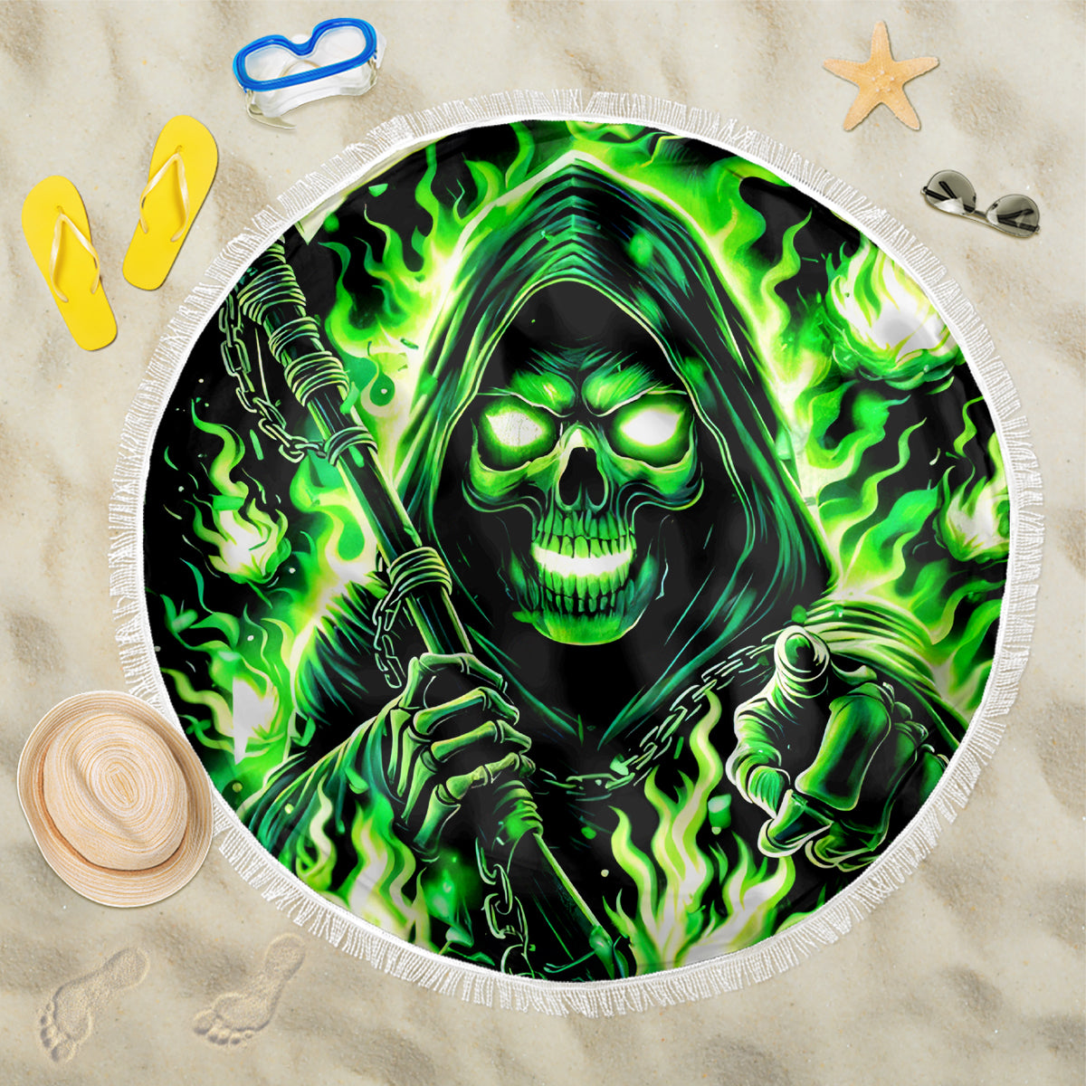 Flame Reaper Skull Beach Blanket Stop Asking Why I'm An Asshole I Don't Ask Why You So Stupid - Wonder Print Shop