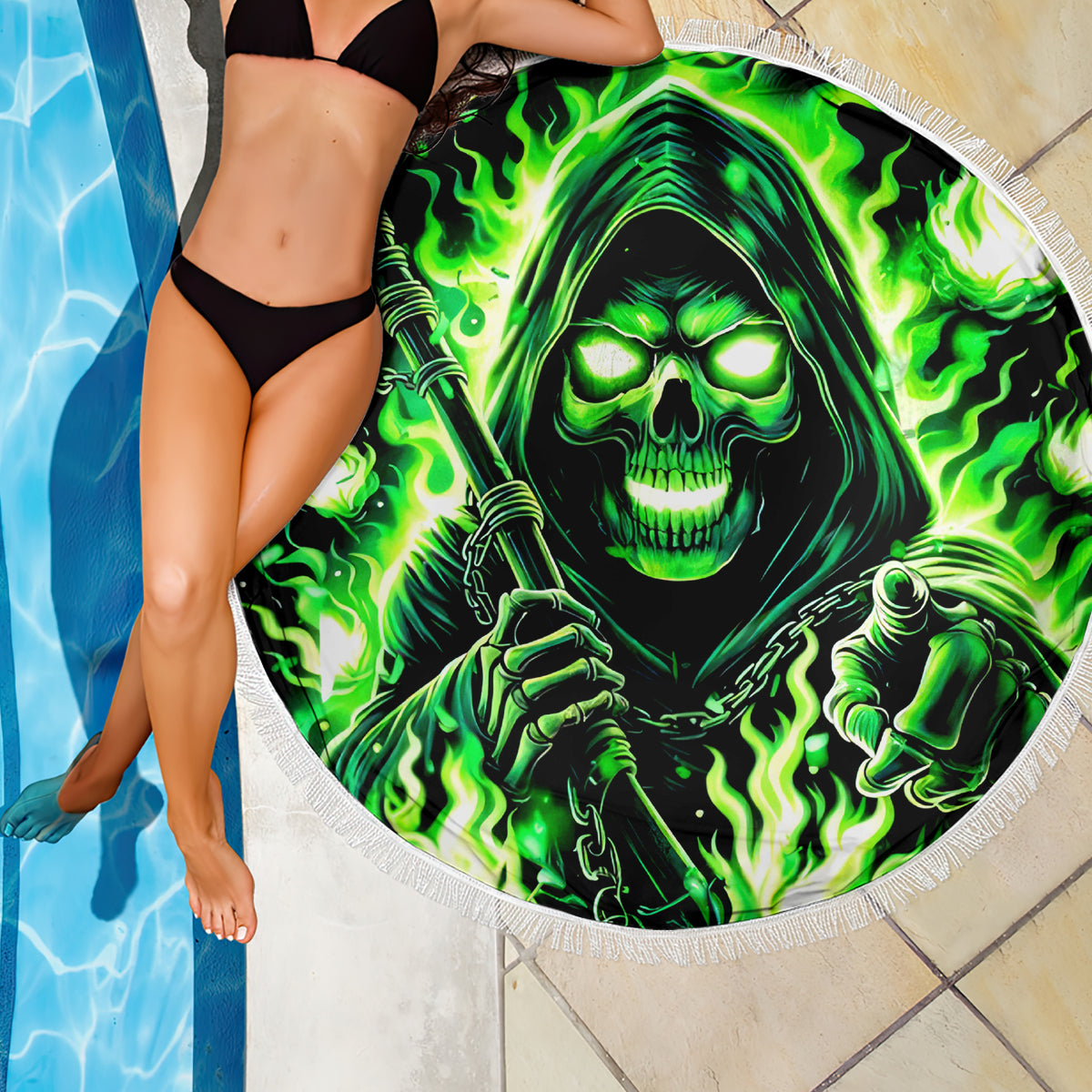 Flame Reaper Skull Beach Blanket Stop Asking Why I'm An Asshole I Don't Ask Why You So Stupid - Wonder Print Shop
