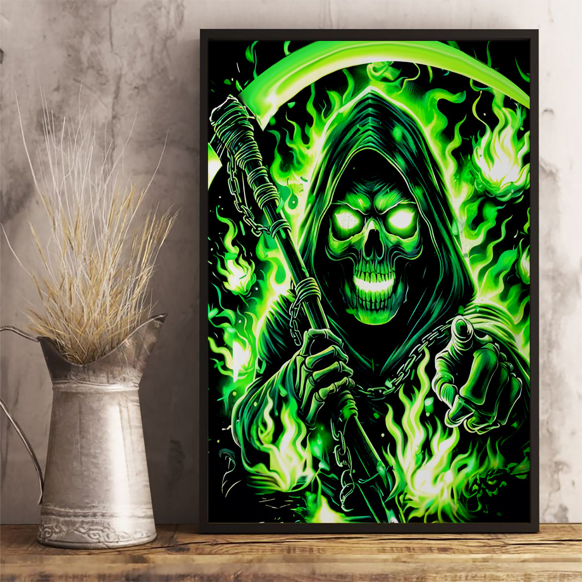 Flame Reaper Skull Canvas Wall Art Stop Asking Why I'm An Asshole I Don't Ask Why You So Stupid - Wonder Print Shop