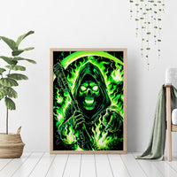 Flame Reaper Skull Canvas Wall Art Stop Asking Why I'm An Asshole I Don't Ask Why You So Stupid - Wonder Print Shop