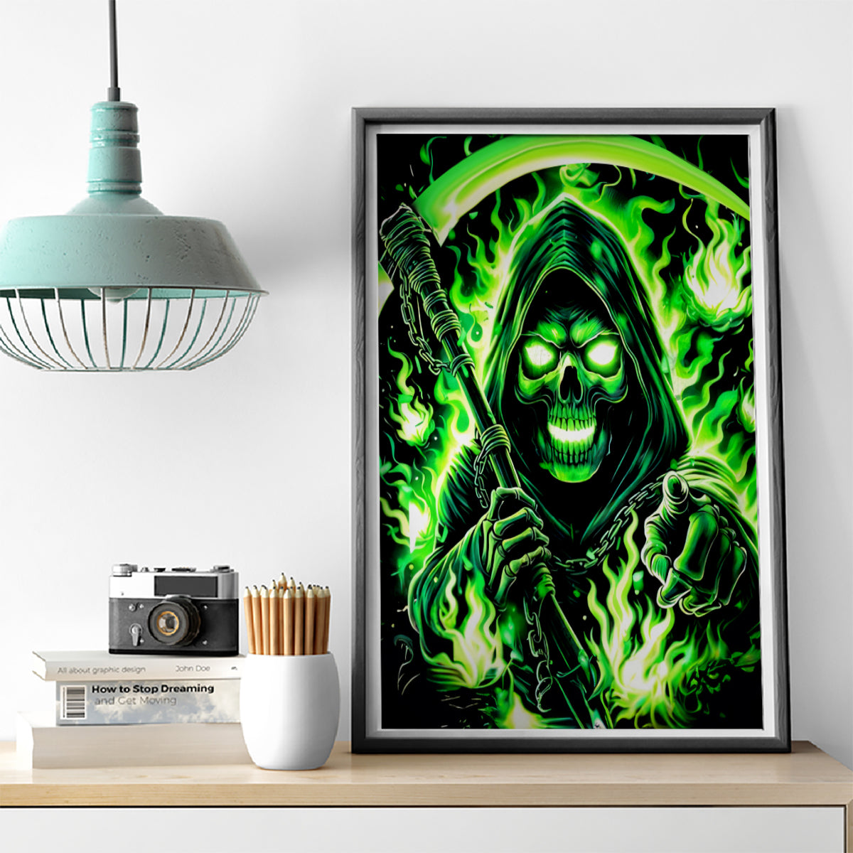 Flame Reaper Skull Canvas Wall Art Stop Asking Why I'm An Asshole I Don't Ask Why You So Stupid - Wonder Print Shop