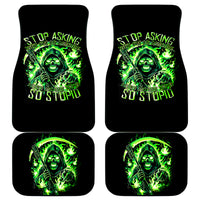 Flame Reaper Skull Car Mats Stop Asking Why I'm An Asshole I Don't Ask Why You So Stupid - Wonder Print Shop