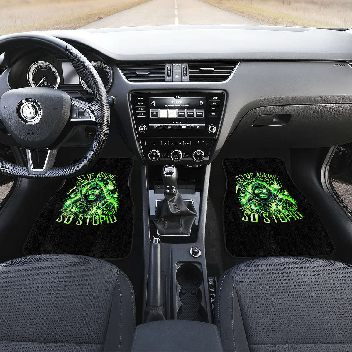Flame Reaper Skull Car Mats Stop Asking Why I'm An Asshole I Don't Ask Why You So Stupid - Wonder Print Shop