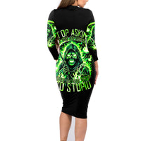 Flame Reaper Skull Family Matching Long Sleeve Bodycon Dress and Hawaiian Shirt Stop Asking Why I'm An Asshole I Don't Ask Why You So Stupid - Wonder Print Shop