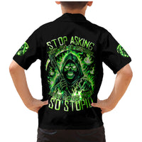 Flame Reaper Skull Family Matching Mermaid Dress and Hawaiian Shirt Stop Asking Why I'm An Asshole I Don't Ask Why You So Stupid - Wonder Print Shop