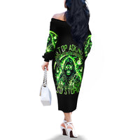 Flame Reaper Skull Family Matching Off Shoulder Long Sleeve Dress and Hawaiian Shirt Stop Asking Why I'm An Asshole I Don't Ask Why You So Stupid - Wonder Print Shop