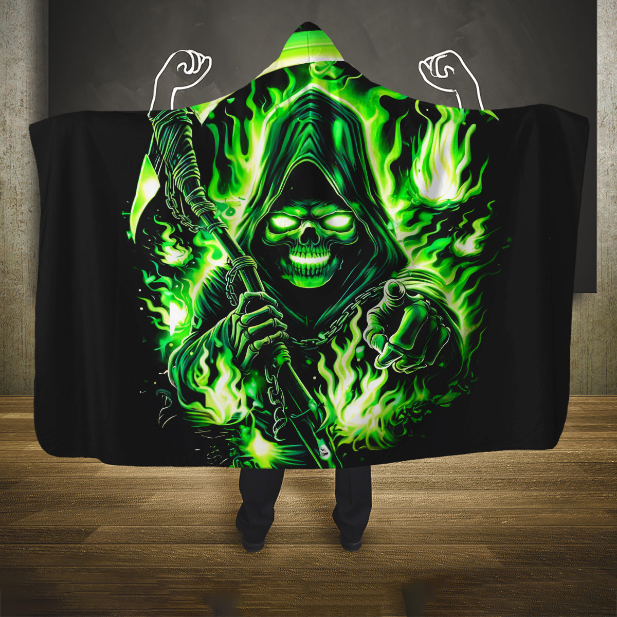 Flame Reaper Skull Hooded Blanket Stop Asking Why I'm An Asshole I Don't Ask Why You So Stupid