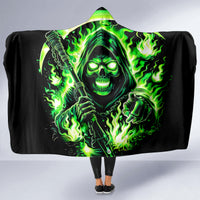 Flame Reaper Skull Hooded Blanket Stop Asking Why I'm An Asshole I Don't Ask Why You So Stupid