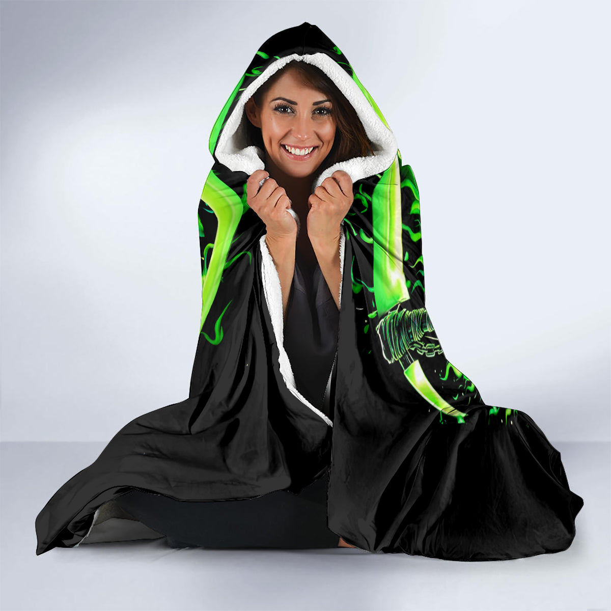 Flame Reaper Skull Hooded Blanket Stop Asking Why I'm An Asshole I Don't Ask Why You So Stupid