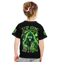 Flame Reaper Skull Kid T Shirt Stop Asking Why I'm An Asshole I Don't Ask Why You So Stupid - Wonder Print Shop