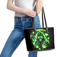 Flame Reaper Skull Leather Tote Bag Stop Asking Why I'm An Asshole I Don't Ask Why You So Stupid - Wonder Print Shop