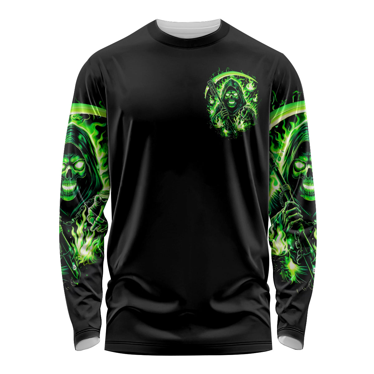 Flame Reaper Skull Long Sleeve Shirt Stop Asking Why I'm An Asshole I Don't Ask Why You So Stupid - Wonder Print Shop