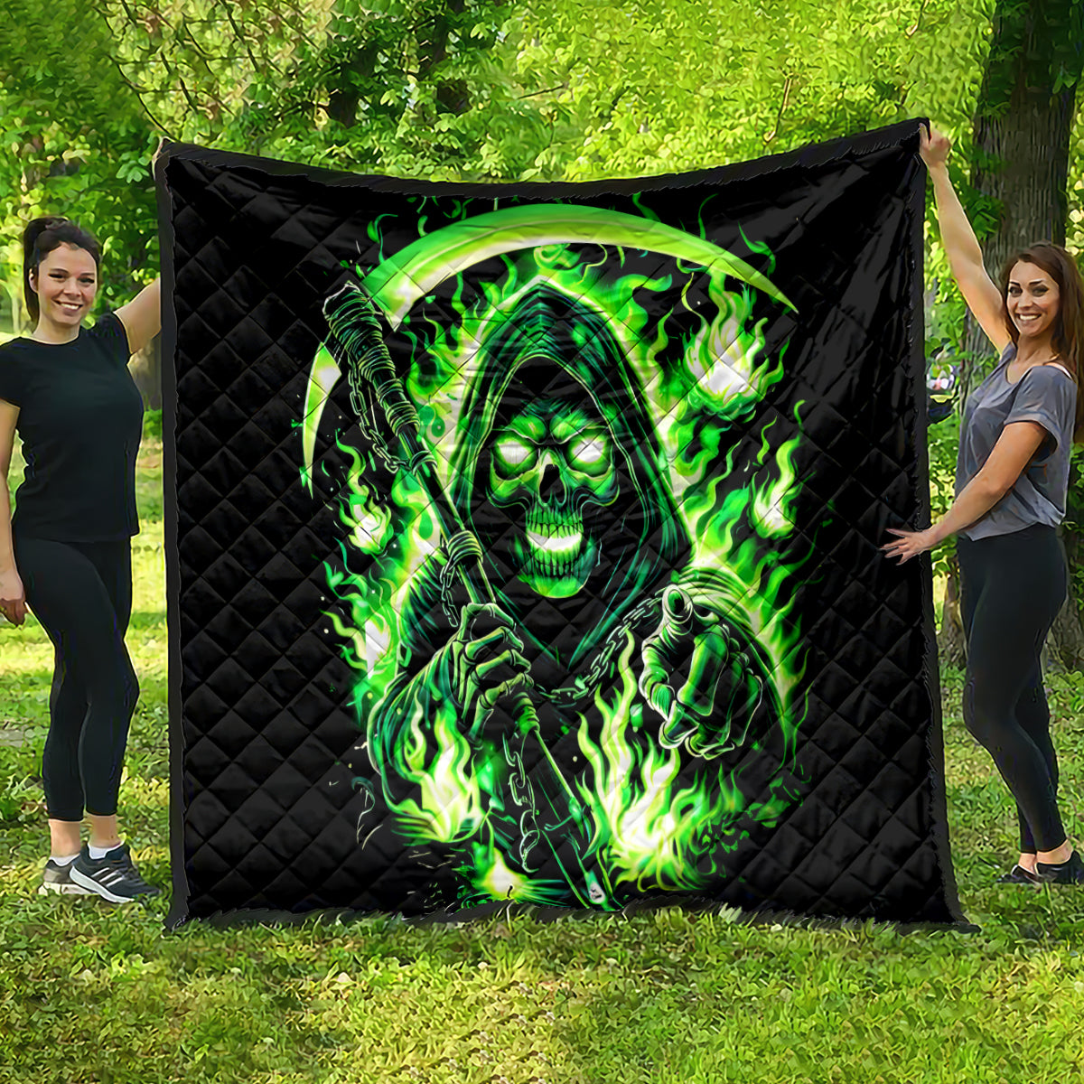 Flame Reaper Skull Quilt Stop Asking Why I'm An Asshole I Don't Ask Why You So Stupid - Wonder Print Shop