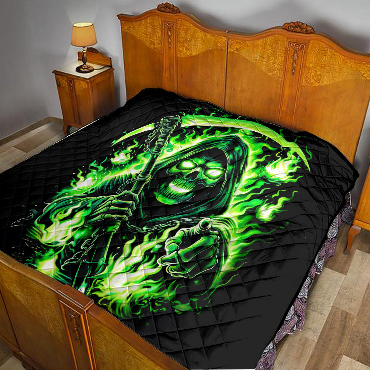 Flame Reaper Skull Quilt Stop Asking Why I'm An Asshole I Don't Ask Why You So Stupid - Wonder Print Shop